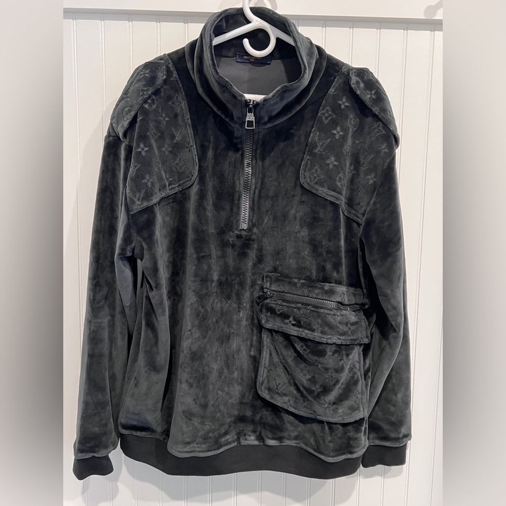 Louis Vuitton 2019 Velour Multi-Pocket Half-Zip Sweatshirt